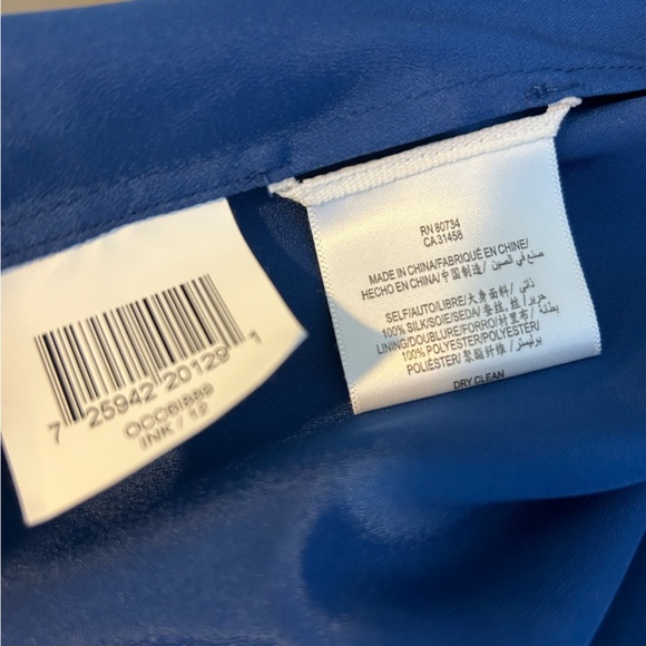 NNWT BCBGMaxAzria Ink Blue Strapless Silk Mini Dress with Ruffles/Bow Size 12 - Picture 11 of 11